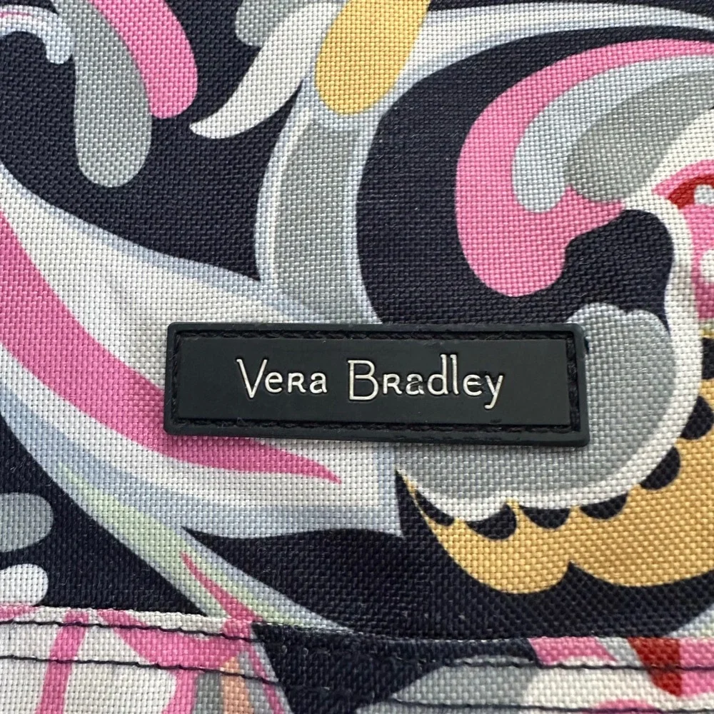 Vera Bradley Floral Paisley Canvas Backpack Pink Navy Grey Multi-Compartment